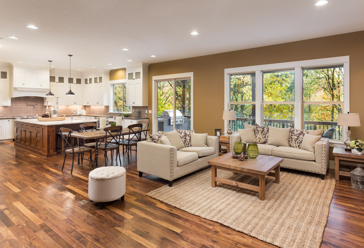 Luxurious Living Room after hardwood floor installation